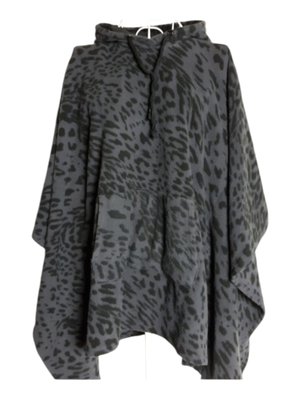 Cuddl Duds Fleecewear Hooded Poncho Gray Cheetah Size S/M